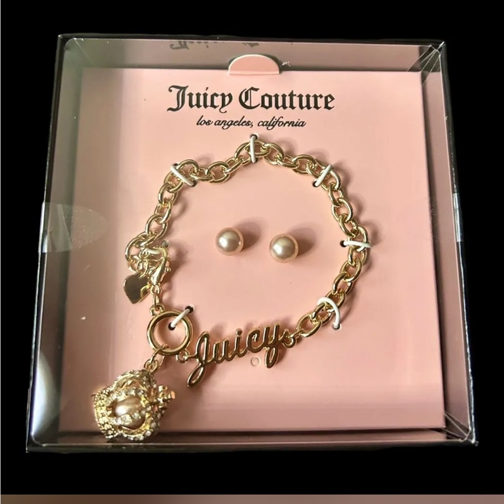 Juicy Couture Gold Bracelet and Earring Set